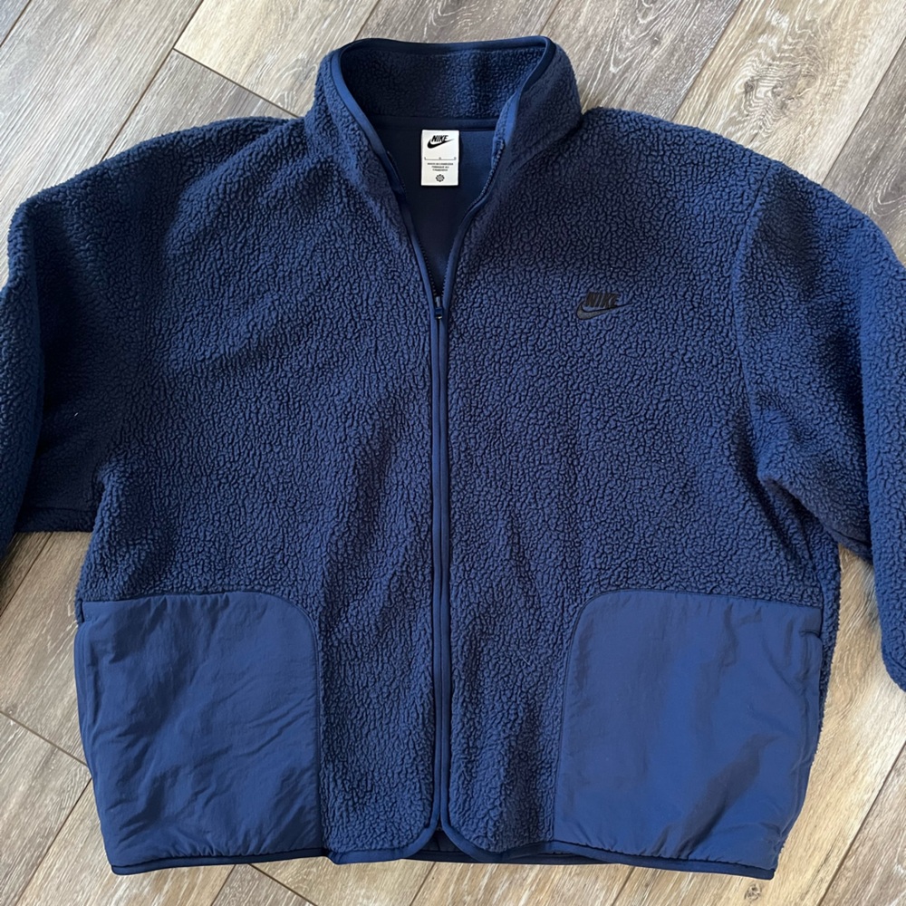Nike Club Fleece Sherpa Winterized Navy Blue Full Zip Jacket Men’s Large - Picture 7 of 13